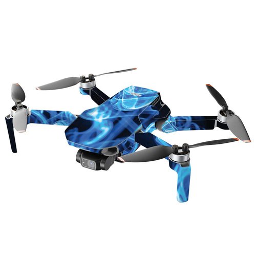 MightySkins Compatible with DJI Mini 2 Portable Drone - Blue Flames | Protective, Durable, and Unique Vinyl Decal wrap Cover | Easy to Apply, Remove, and Change Styles | Made in The USA
