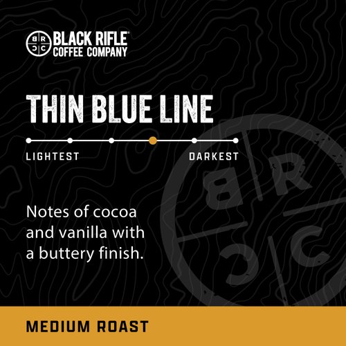 Black Rifle Coffee Company Thin Blue Line (Medium Roast) Whole Bean Coffee, 12 Ounce Bag of Coffee Beans, Medium Roast Coffee Beans, Created to Benefit Law Enforcement Officers and Their Families