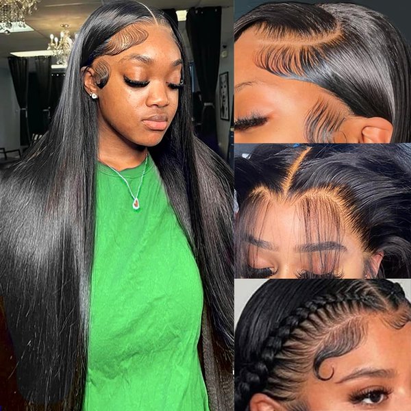 Knosps 30 Inch 13x6 Lace Front Wigs Human Hair Pre Plucked Straight HD Lace Front Wigs Human Hair 180 Density 13x6 Frontal Wigs Human Hair with Baby Hair Straight Glueless Wigs Human Hair for Women