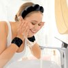 Sponge Spa Headband for Women, Black Makeup Headband and Wrist Washband Set for Face Washing, Skincare, Shower, Makeup Removal