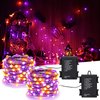 iBaycon 2 Pack 50 LED Battery Halloween Lights, 16.4ft Battery Operated Halloween Lights, Orange Purple Waterproof Twinkle Fairy Lights with 8 Modes & Timer for Indoor Outdoor Halloween Decorations