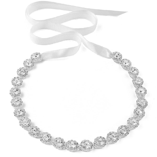 Crystal Wedding Headband Bridal Headpiece Hair Jewelry for Brides and Bridesmaids Silver
