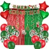 Christmas Party Decoration Supplies Christmas Balloons Merry Christmas Banner Hanging Swirls Red and Green Metallic Fringe Curtains Christmas Decor