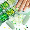 6Grids St. Patrick's Day Nail Art Glitter Sequins Kit - 3D Clover Nail Sequins Nail Stickers Decal Green Shamrock Irish Luck Shaped Design Holographic Flakes DIY St. Patrick's Day Manicure Accessories