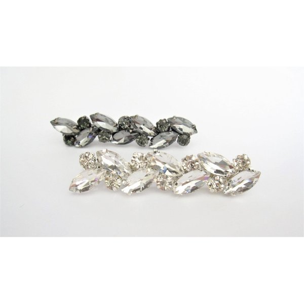 Silver metal clear or gray crystal hair pin clip barrette for fine thin hair (Primary color: Clear)