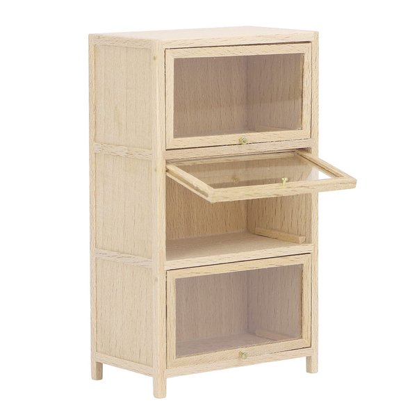 Tnfeeon Dollhouse Bookshelf, to Play Rounded Edges Compact Dollhouse Bookcase 3 Layers Exquisite 1/12 for Dollhouse Furniture
