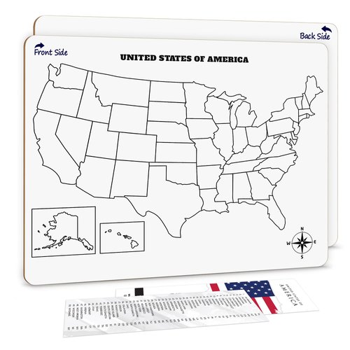 SCRIBBLEDO United States Map for Classroom Dry Erase Board for Kids Map of The United States 11”x14” White Board Teacher Student Classroom Learning Practice Travel USA Whiteboard