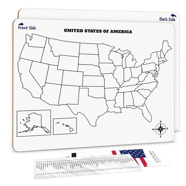 SCRIBBLEDO United States Map for Classroom Dry Erase Board for Kids Map of The United States 11”x14” White Board Teacher Student Classroom Learning Practice Travel USA Whiteboard