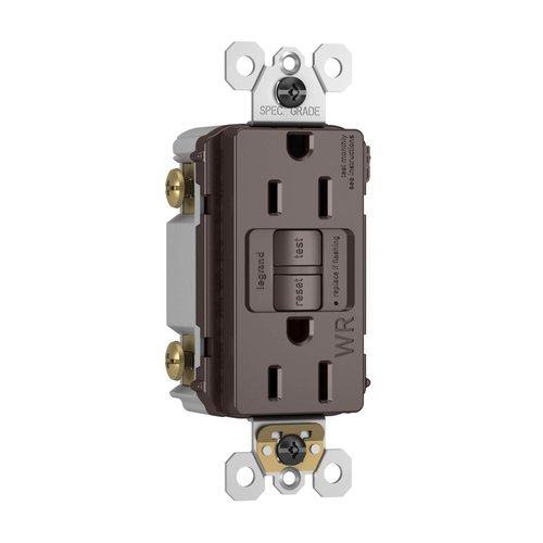 Legrand radiant 1597TRWRBK 15 Amp Outdoor GFCI Self Test Tamper Resistant Weather Resistant Decorator Duplex Outlet, Black (1 Count)
