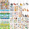 96 Pcs Jungle Safari Party Favors for Girls Boys Jungle Animals Birthday Party Supplies with Slap Wristbands, Keychains, Make a Face Stickers, Tattoos Stickers and Stickers for Kids Decoration Gifts