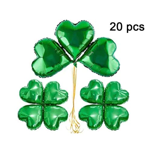 AnnoDeel 20pcs 18inch Green Heart Balloons, Mylar Star Foil Balloons for Wedding Birthday Baby Shower Spring Green St. Patrick's Party Supplies Mardi Gras Party Decorations