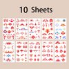 Y 10 Sheet Eye Makeup Temporary Tattoo Stickers Women Girls Makeup Festival Carnival Birthday Party Fake Body Tattoos for Girls Beautiful Cosmetics Theme Face Tattoos Body Tattoos
