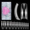 500PCS Clear Tapered Square C Curved Nail Tips, INENK Long Square Half Cover Fake Nail Tips for Acrylic Nails Professional Dip Powder Nail Salons and DIY Nail Art 80 90s(10 SIZES)
