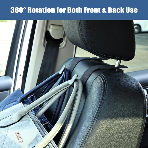 Amooca Car Seat Back Hook Universal Auto Storage Hanger Suede with Metal Car Seat Organizer for Handbag Purse Coat Umbrellas Grocery Bags 2 Pack Black