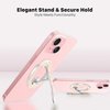 Magnetic Phone Ring Holder with Adjustable Kickstand, Compatible with iPhone 15/14/13/12, Brooch Design with Glitter Surface, Includes Adapter Ring (Metallic Silver & Sparkling Beige)
