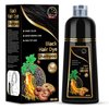 Hair Dye Shampoo for Gray Hair, 3 in 1 Herbal Shampoo Hair Dye for Women Men, Hair Color Shampoo 500ml (Black)