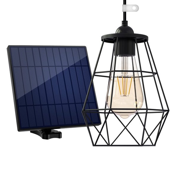 Solar Shed Light Pendant Light Outdoor with 4000mAh Solar Panel Warm White Light Solar Chandelier with 16.4FT Cable, Hanging Light for Outside Garden Yard Gazebo Barn Chicken Coop