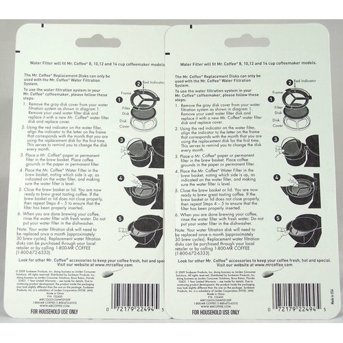 Mr. Coffee Water Filter Replacement Disc Universal 2/Pack