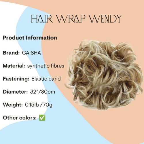 CAISHA Hairpiece Hair Wrap Heat-resistant Synthetic Fibres Curly Messy Updo Blonde Mix HW18