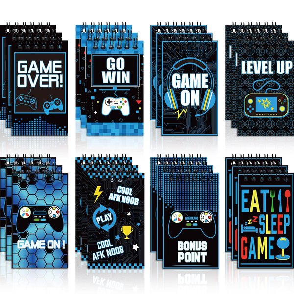 24 Pieces Gaming Mini Notepads, Video Game Birthday Party Supplies Gaming Party Notebooks Gamer Party Favors Teacher Classroom Supplies Mini Notepads Pack for Boys Girls Video Game Birthday Party