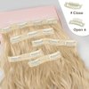 ALXNAN Clip in Hair Extensions, 16" Bleach Blonde Hair Extensions, Thick Long Mermaid Waves Hair Extensions Soft Hairpieces For Women