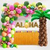 Tropical Luau Balloons Arch Garland Kit Luau Party Decorations with Palm Leaves Flamingo Palm Tree Aloha Foil Balloon Coconut Balloons Set for Tropical Hawaiian Aloha Luau Flamingo Party (Aloha-A)