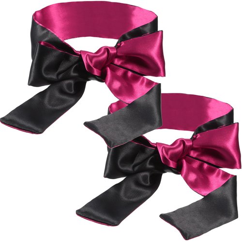 Hestya 2 Pack Sleeping Mask Satin Eye Mask (Black Red) Blindfold, 150 cm