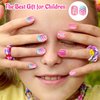 JANYUN 48 Pcs False Nail Stick on Nails Kids Full Cover Short False Nail Children Nails Gift for Kids Little Girls Nail Art Decoration