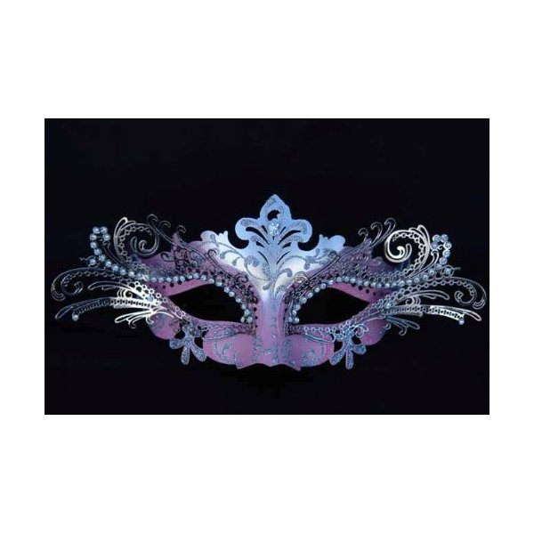 LASER CUT MARDI GRAS Pink/Silver Masquerade Mask