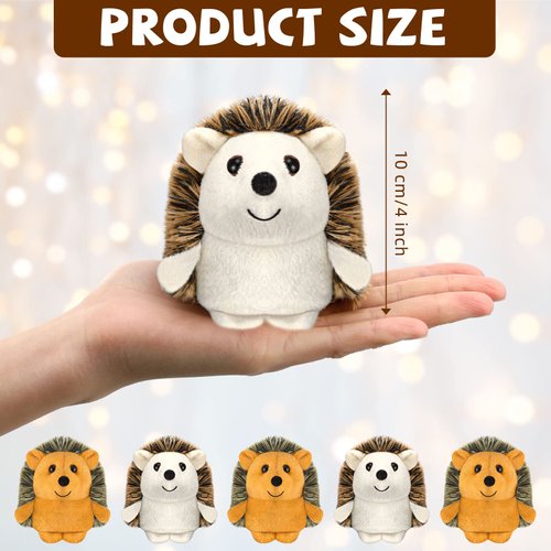 16 Pcs Mini Hedgehog Stuffed Animal Bulk Hedgehog Plush Stuffed Toy 4 Inch Hedgehog Party Favors Decor DIY Keychain Accessories for Valentine's Day Kids Girls Gift Wedding Birthday(Brown, Beige)