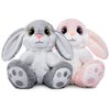 Nleio 2 Peices Bunny Stuffed Animals, 8.5 Inches Plush Bunny with Floppy Ears, Super Soft Rabbit Plush Toy, Cute Stuffed AnimalGift for Age 1 to 14 Years Old Baby Girls Boys Companion (Pink + Gray)
