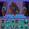 Tuenmofun 25 Sheets Glow In The Dark Temporary Tattoos for Kids, Individually Wrapped Waterproof Stickers with 50 Animals Styles for Boys and Girls Party Favors Makeup Decoration