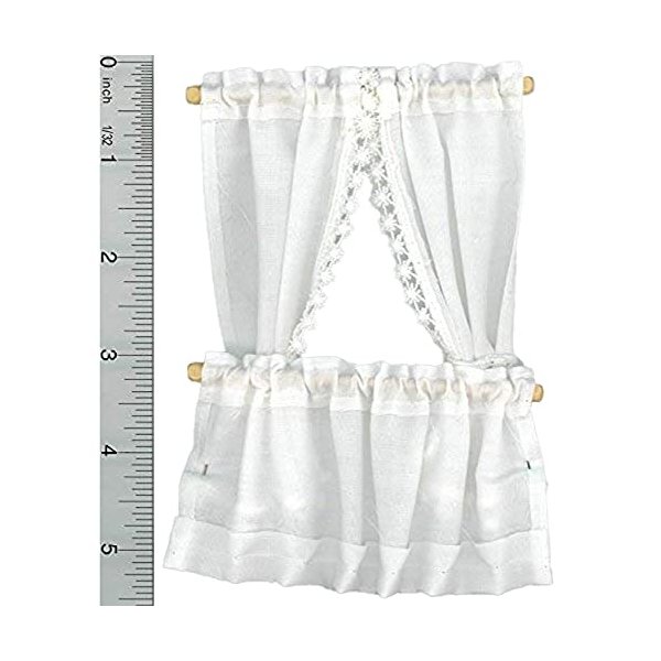 Barbara O'Brien Miniatures Dollhouse Miniature White Cabin Curtains