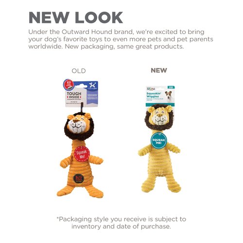 Outward Hound Squeakin' Squiggles Lion Plush Dog Toy