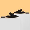 MUSSHOE Mules for Women Comfortable Pointed Toe Backless Slip-on Slides Loafer Flats with Knot,Black 8