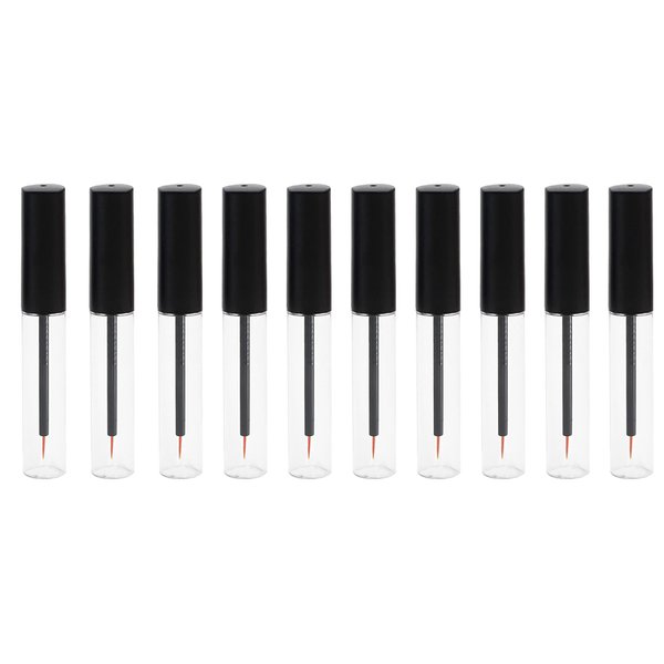 BesYouSel10PCS 10ml Clear Plastic Eyeliner Bottle Container Empty Refillable Disposable Eyeliner Brush Applicator Eyeliner Lash Rapid Growth Container for DIY Eyelash Growth Oil,Eye Gloss Liquid