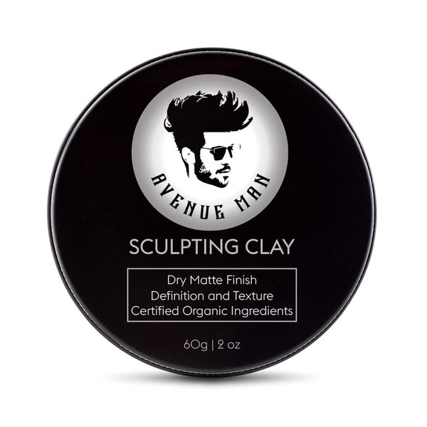 Avenue Man - Hair Clay for Men - Matte Finish Sculpting Clay - Strong Hold, Maximum Definition and Textured Control - For All Hair Types - Infused with Beeswax, Kaolin Clay and Argan Oil - 3.0oz/90g