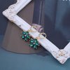 Sttiafay Vintage Emerald Flower Drop Earrings Green Crystal Flower Earrings Cz Flower Dangle Earrings Gold Huggie Hoop Earrings Jewelry for Women and Girls