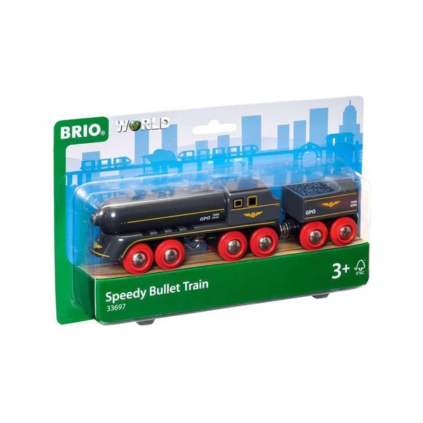 BRIO World - 33697 Speedy Bullet Train - Engaging 2-Piece Wooden Toy Train Set | Ideal for Kids Age 3+ | Enhances Motor Skills | Compatible Railway Toys | FSC Certified Materials