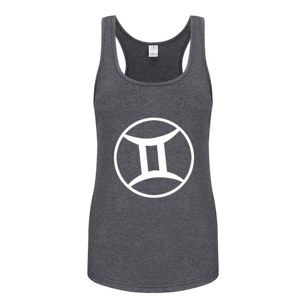 WINGZOO Womens Workout Tank Tops-Gemini Funny Graphic Fitness Gym Racerback Sleeveless Shirts for Women Grey