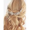Salliy Wedding Hair Comb Blue Leaf Bridal Hair Piece Silver Rhinestone Hair Accessories for Women and Girls (F)