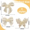 3PCS Pearl Hair Clips for Women Girls Gold Metal Hair Claw Clips Butterfly Bowknot Hair Claws Non Slip Small Rhinestone Fancy Hair Clips Pearl Barrette Sparkling Hair Accessories Bride Wedding Gifts