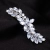 HINZIC 2Pcs Rhinestone Barrettes Crystal Sparkly Leaf Diamond Hair Clips Silver French Bridal Hairpins Wedding Engagement Prom Christmas Valentines Accessories for Bride Women Girls Thick Hair