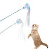PawsSynergy Colorful Cat Toy Wand with Cute Appearance, Acrylic Rod Body, Beaded Bells, Pompoms, and Tassels, Refills for Indoor Cats to Chase and Exercise (2 Colors)