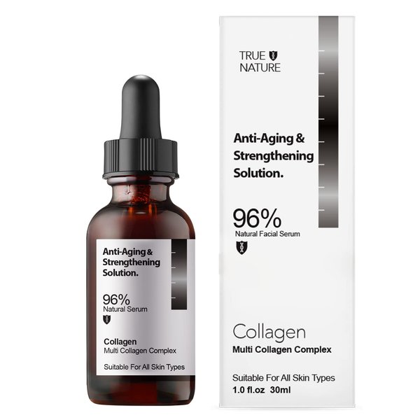 Anti Aging Facial Serum Sensivite Skin Face 30ml 1fl oz by TRUE NATURE SKINCARE Vitamin C Hyaluronic Acid Daily Skincare Collagen Peptide (Collagen)