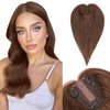 Benehair Hair Toppers for Women Real Human Hair 100% Remy Human Hair Pieces for Women with Thinning Hair Clip In 8 * 10cm Topper 12 Inch 35g Clip in Hair Extensions Medium Brown