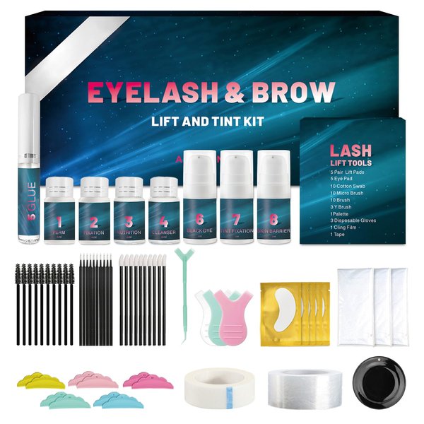 NAOLVE Lash Lift Kit, Brow Lamination Kit for Perming, Curling Eyelash Perm Kit, Eyebrow Lamination Kit with All Tools, Professional Eyelash Lift Kit with Safe and Effective Result, for Salon & Home