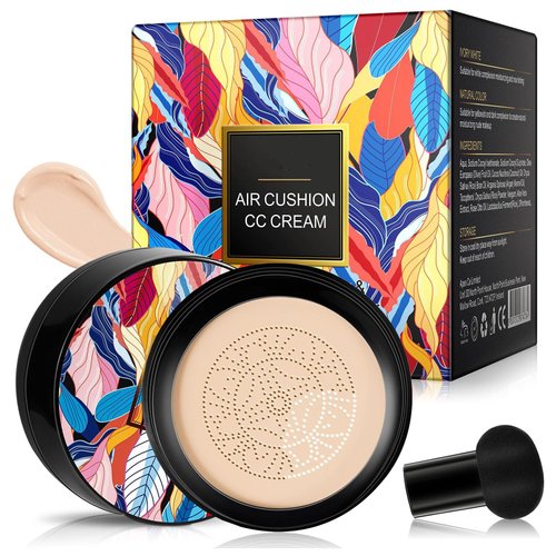 2024 New Mushroom Head Air Cushion CC Cream - Apartment Air Cushion CC Cream, BB Cream Face Make Up, Long-Lasting Matte Waterproof Moisturizing Concealer Beauty (Natural)