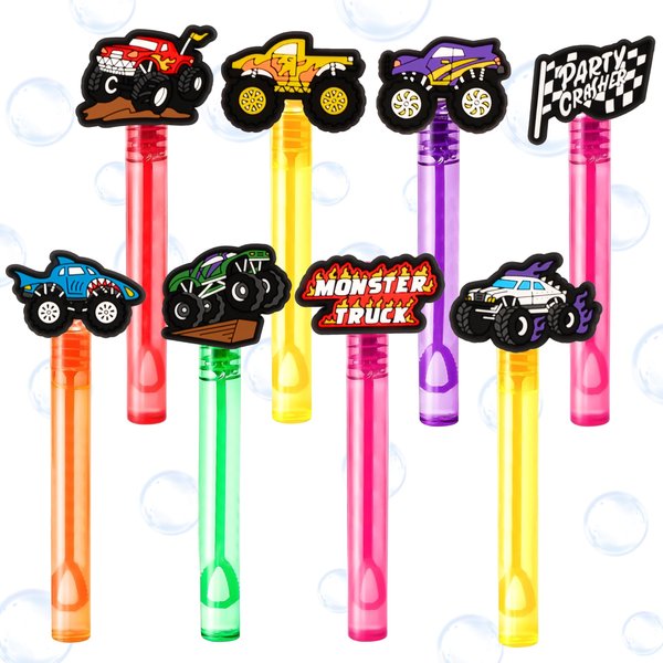 24PCS Monster Truck Bubble Wands Party Favors for Goodie Bag Fillers Pinata Stuffers Mini Bubble Bulk Car Truck Race Birthday Party Supplies Toys Gifts Class Prizes Toddlers Boy Girls