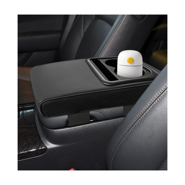 Suvnie Car Center Console Armrest Pillow, Memory Foam Auto Armrest Box Cover with Cup Holder and Phone Holder, Waterproof Leather Arm Rest Protector Cushion, Interior Car Accessories